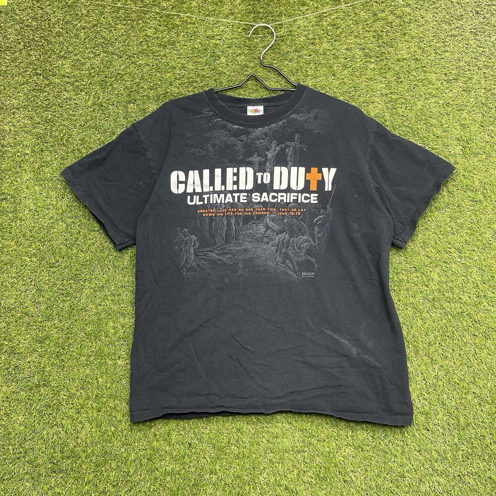 Called to Duty Ultimate Sacrifice Shirt Mens Large Jesus Parody Religious COD